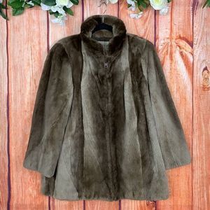 Sale!!! Alfred Sung Sheared Beaver Luxury Authentic  Brown Winter Fur Coat